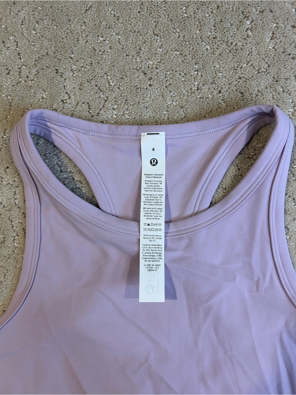 NWT Lululemon Align Waist Length Racerback Tank Top Lilac Play Size 8 - Picture 4 of 7